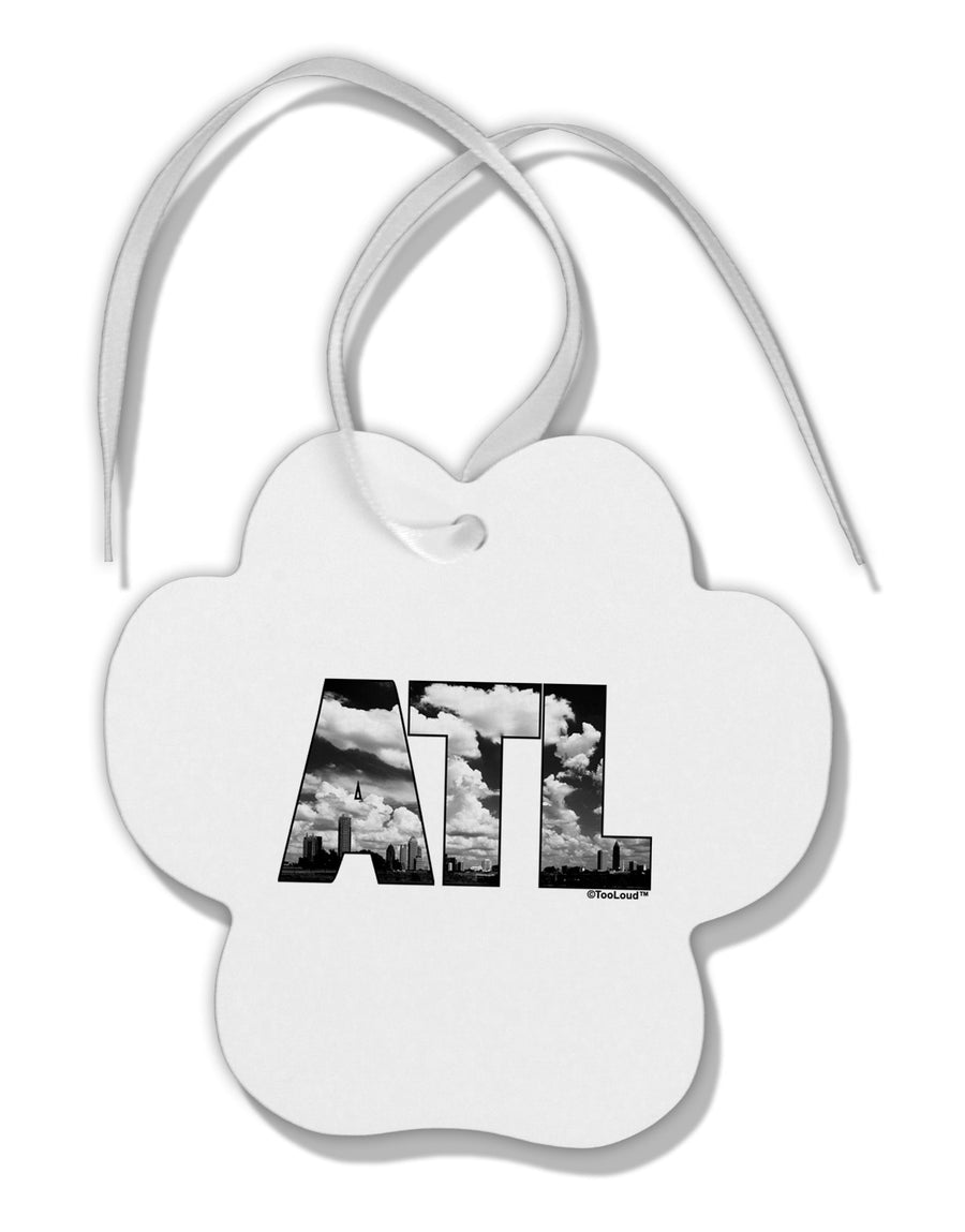 ATL Atlanta Text Paw Print Shaped Ornament by TooLoud-Ornament-TooLoud-White-Davson Sales