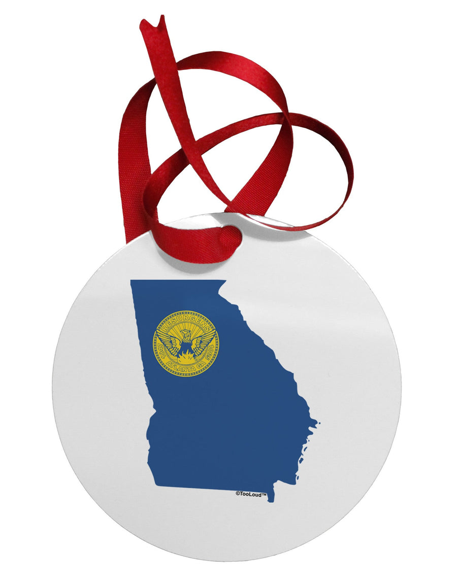 Atlanta Georgia Flag Circular Metal Ornament-Ornament-TooLoud-White-Davson Sales