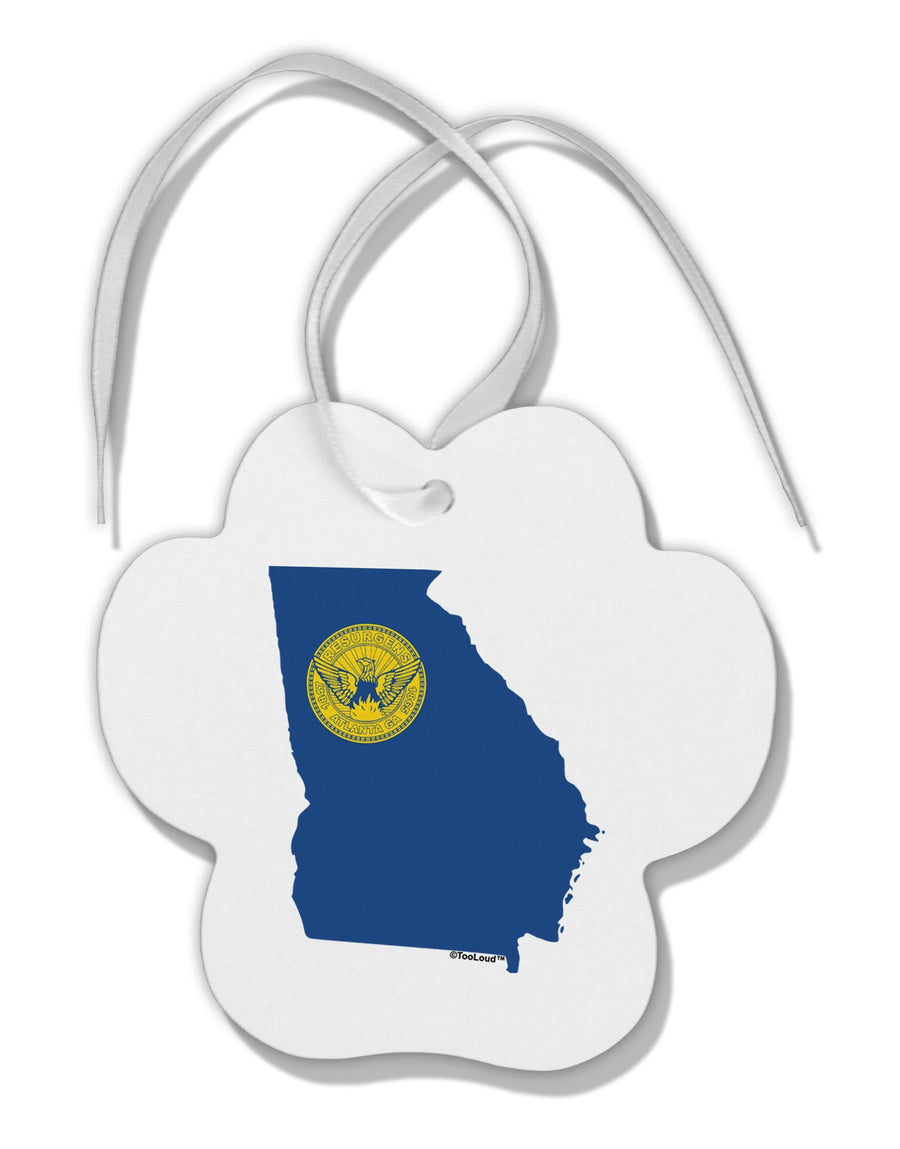 Atlanta Georgia Flag Paw Print Shaped Ornament-Ornament-TooLoud-White-Davson Sales