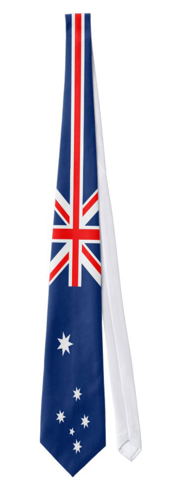 Australia Flag AOP Printed White Necktie All Over Print