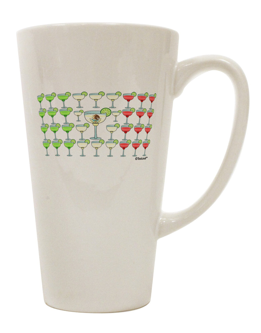 Authentic Mexican Flag Inspired 16 Ounce Conical Latte Coffee Mug - Expertly Crafted by TooLoud-Conical Latte Mug-TooLoud-White-Davson Sales