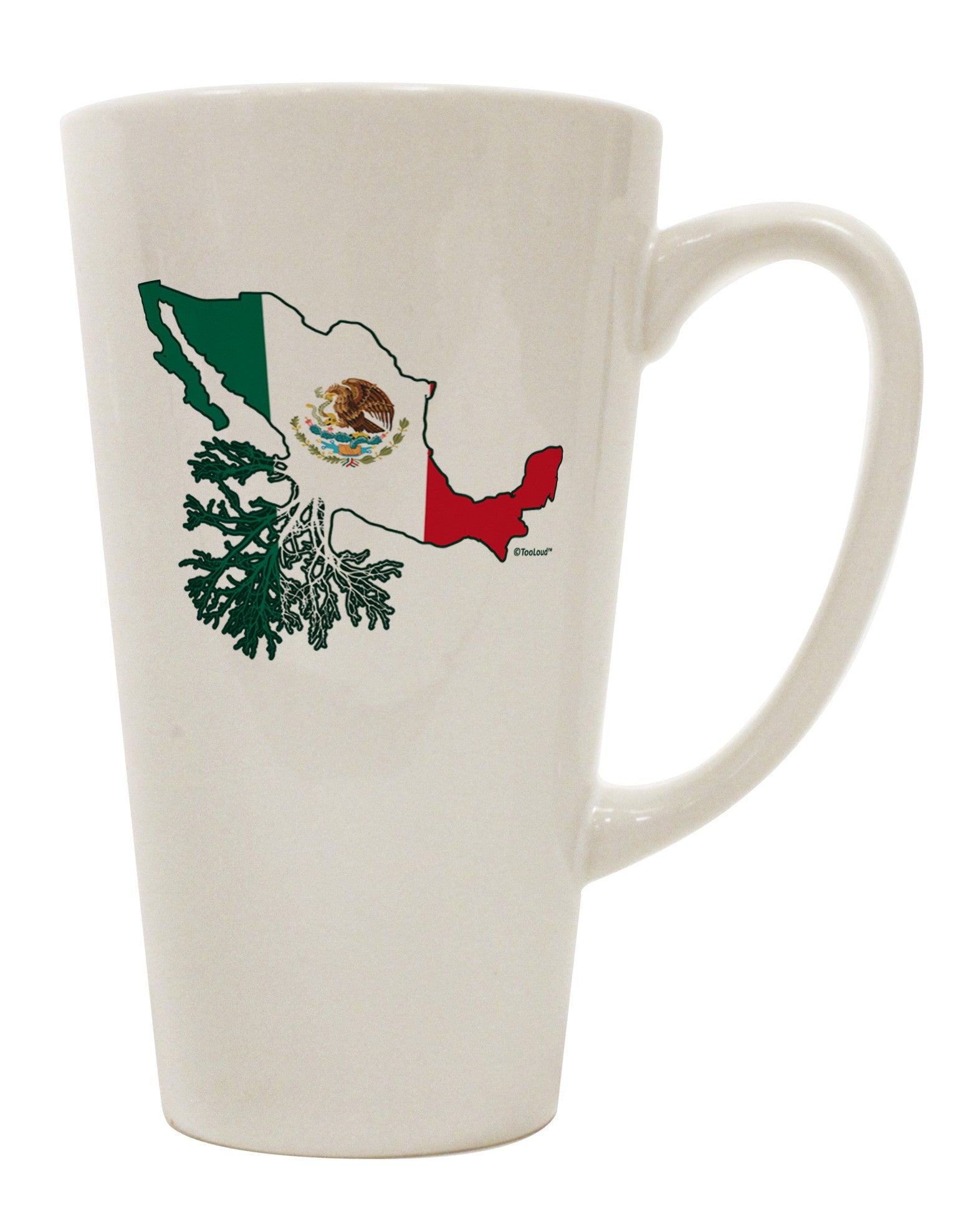 Authentic Mexican Heritage - Exquisite Mexico Outline and Flag 16 oz Conical Latte Coffee Mug by TooLoud-Conical Latte Mug-TooLoud-White-Davson Sales