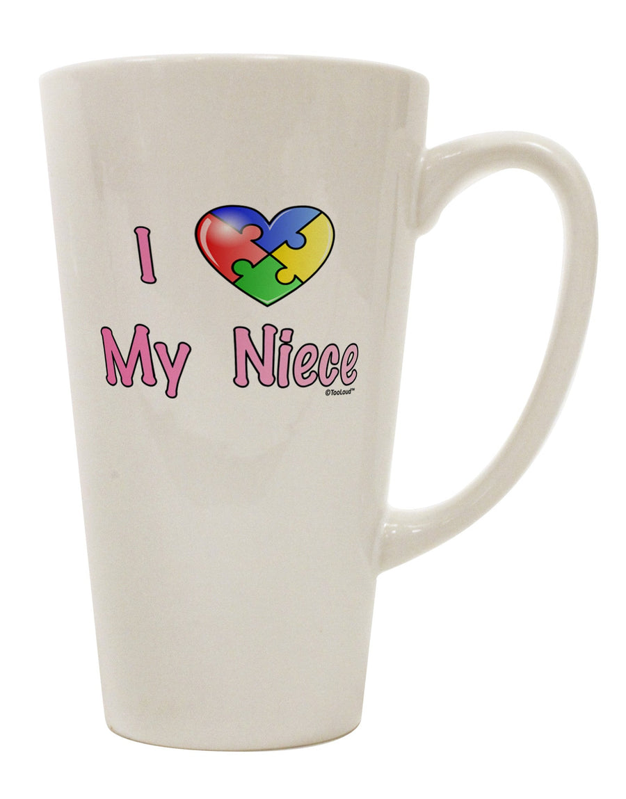 Autism Awareness 16 Ounce Conical Latte Coffee Mug - Expertly Crafted for Niece's Delight by TooLoud-Conical Latte Mug-TooLoud-White-Davson Sales