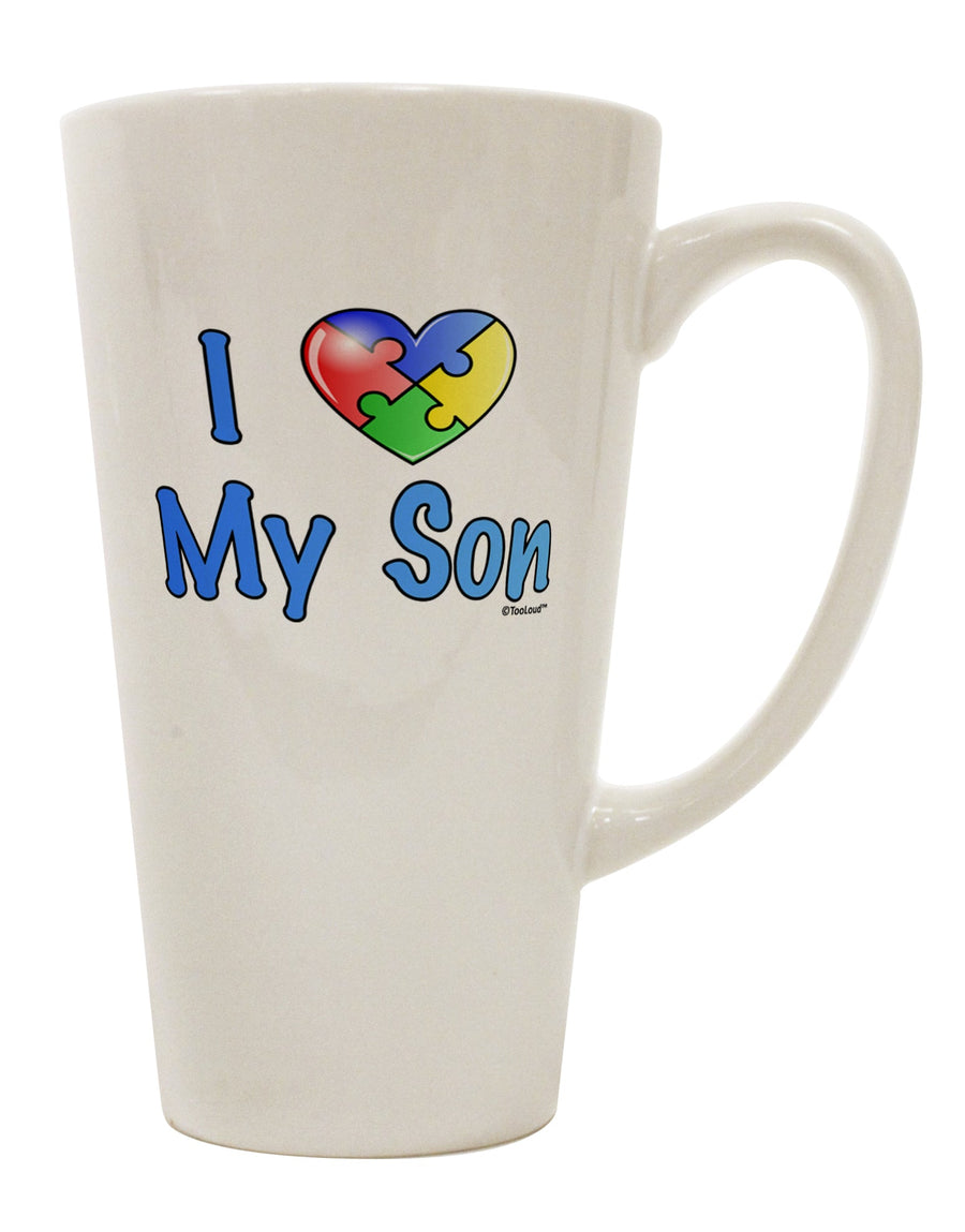 Autism Awareness 16 Ounce Conical Latte Coffee Mug - Expertly Crafted for Parents Who Cherish Their Sons - TooLoud-Conical Latte Mug-TooLoud-White-Davson Sales