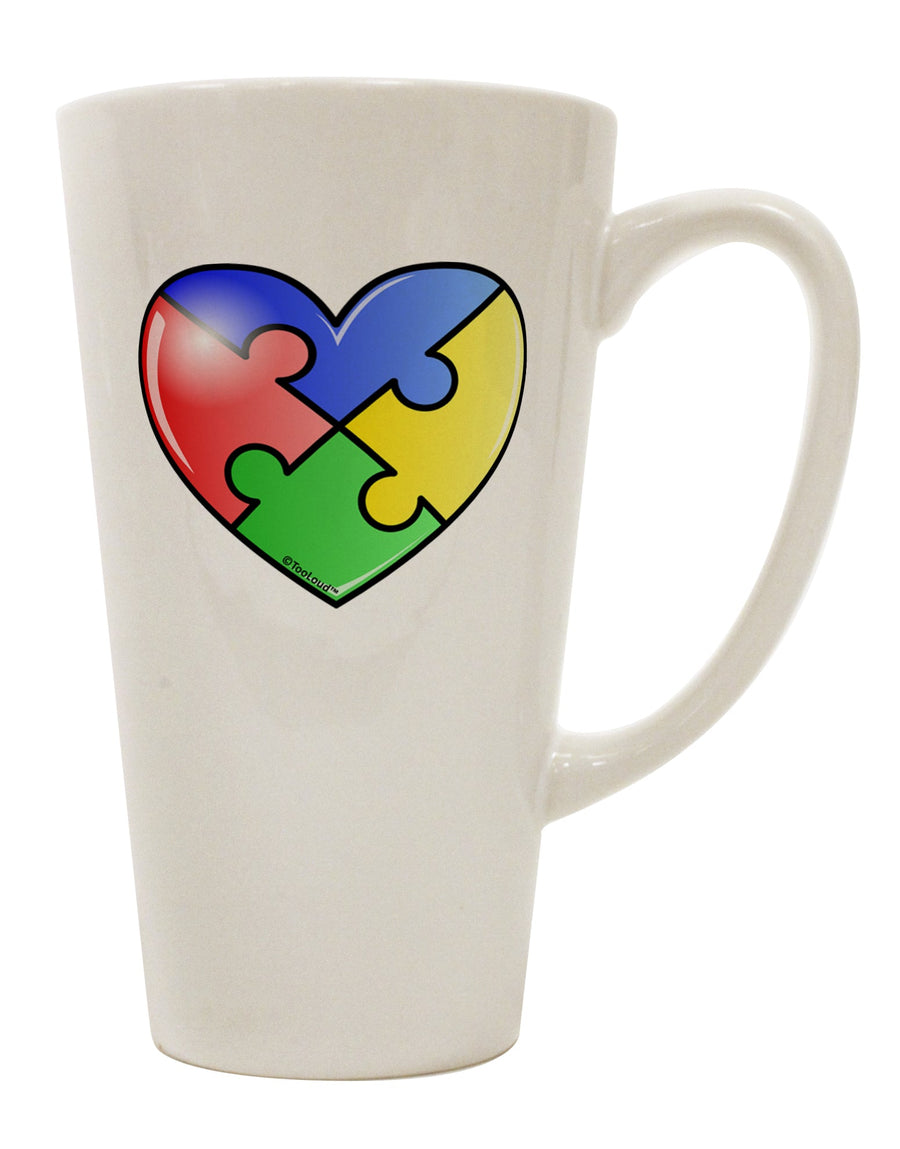 Autism Awareness Conical Latte Coffee Mug - Expertly Crafted for Big Puzzle Heart - TooLoud-Conical Latte Mug-TooLoud-White-Davson Sales