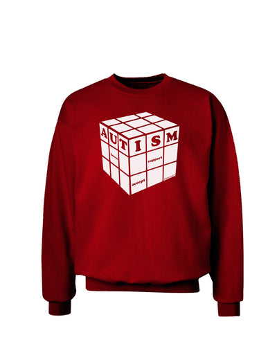Autism Awareness - Cube B & W Adult Dark Sweatshirt-Sweatshirts-TooLoud-Deep-Red-Small-Davson Sales