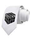 Autism Awareness - Cube B & W Printed White Necktie