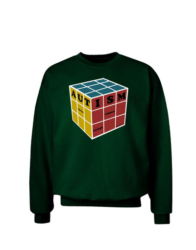 Autism Awareness - Cube Color Adult Dark Sweatshirt-Sweatshirts-TooLoud-Deep-Forest-Green-Small-Davson Sales