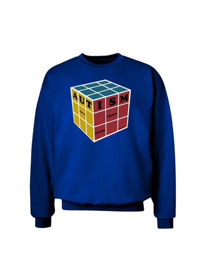 Autism Awareness - Cube Color Adult Dark Sweatshirt-Sweatshirts-TooLoud-Deep-Royal-Blue-Small-Davson Sales