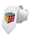 Autism Awareness - Cube Color Printed White Necktie
