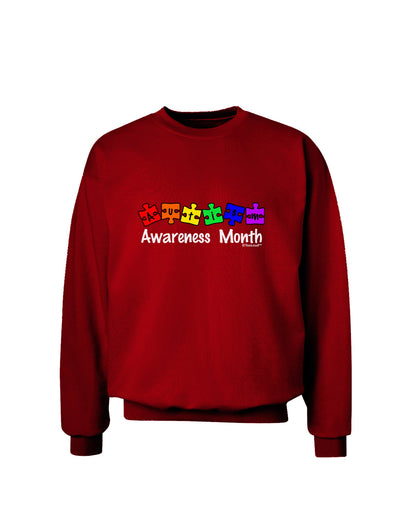 Autism Awareness Month - Colorful Puzzle Pieces Adult Dark Sweatshirt by TooLoud-Sweatshirts-TooLoud-Deep-Red-Small-Davson Sales