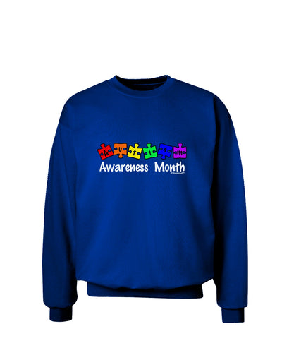 Autism Awareness Month - Colorful Puzzle Pieces Adult Dark Sweatshirt by TooLoud-Sweatshirts-TooLoud-Deep-Royal-Blue-Small-Davson Sales