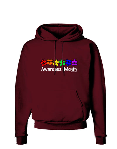 Autism Awareness Month - Colorful Puzzle Pieces Dark Hoodie Sweatshirt by TooLoud-Hoodie-TooLoud-Maroon-Small-Davson Sales