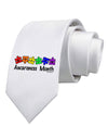 Autism Awareness Month - Colorful Puzzle Pieces Printed White Necktie by TooLoud