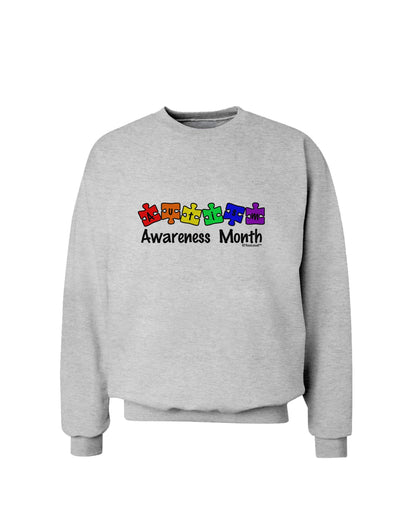 Autism Awareness Month - Colorful Puzzle Pieces Sweatshirt by TooLoud-Sweatshirts-TooLoud-AshGray-Small-Davson Sales