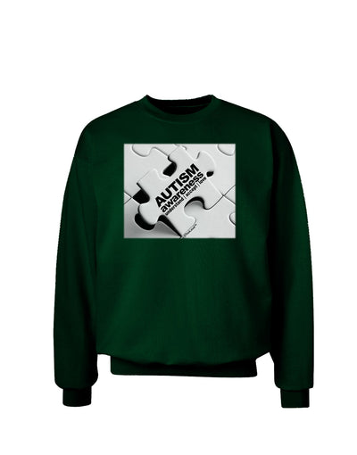 Autism Awareness - Puzzle Black & White Adult Dark Sweatshirt-Sweatshirts-TooLoud-Deep-Forest-Green-Small-Davson Sales