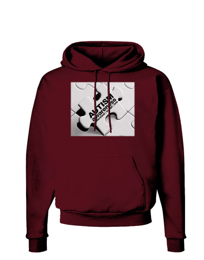 Autism Awareness - Puzzle Black & White Dark Hoodie Sweatshirt-Hoodie-TooLoud-Maroon-Small-Davson Sales