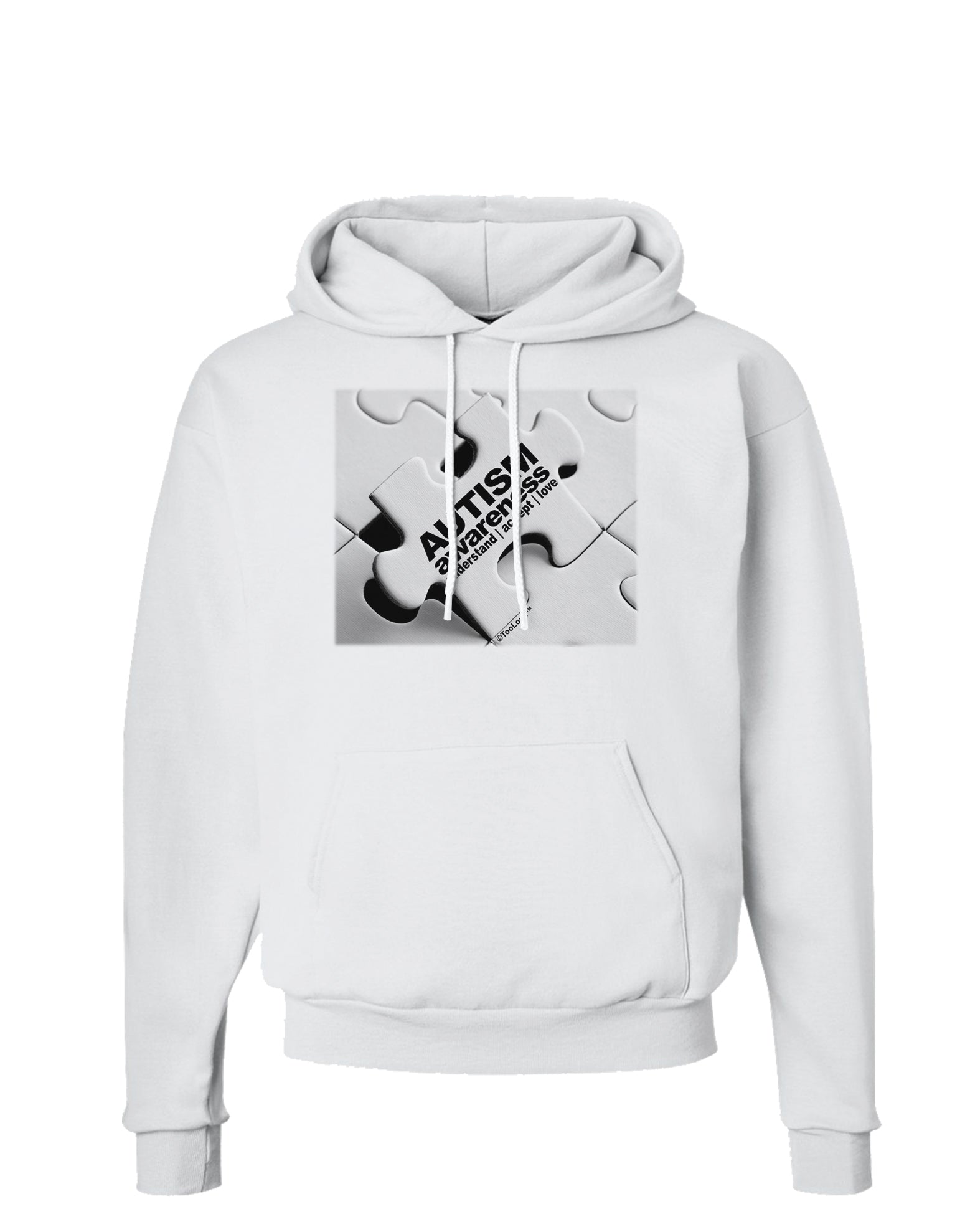 Autism Awareness - Puzzle Black & White Hoodie Sweatshirt-Hoodie-TooLoud-White-Small-Davson Sales