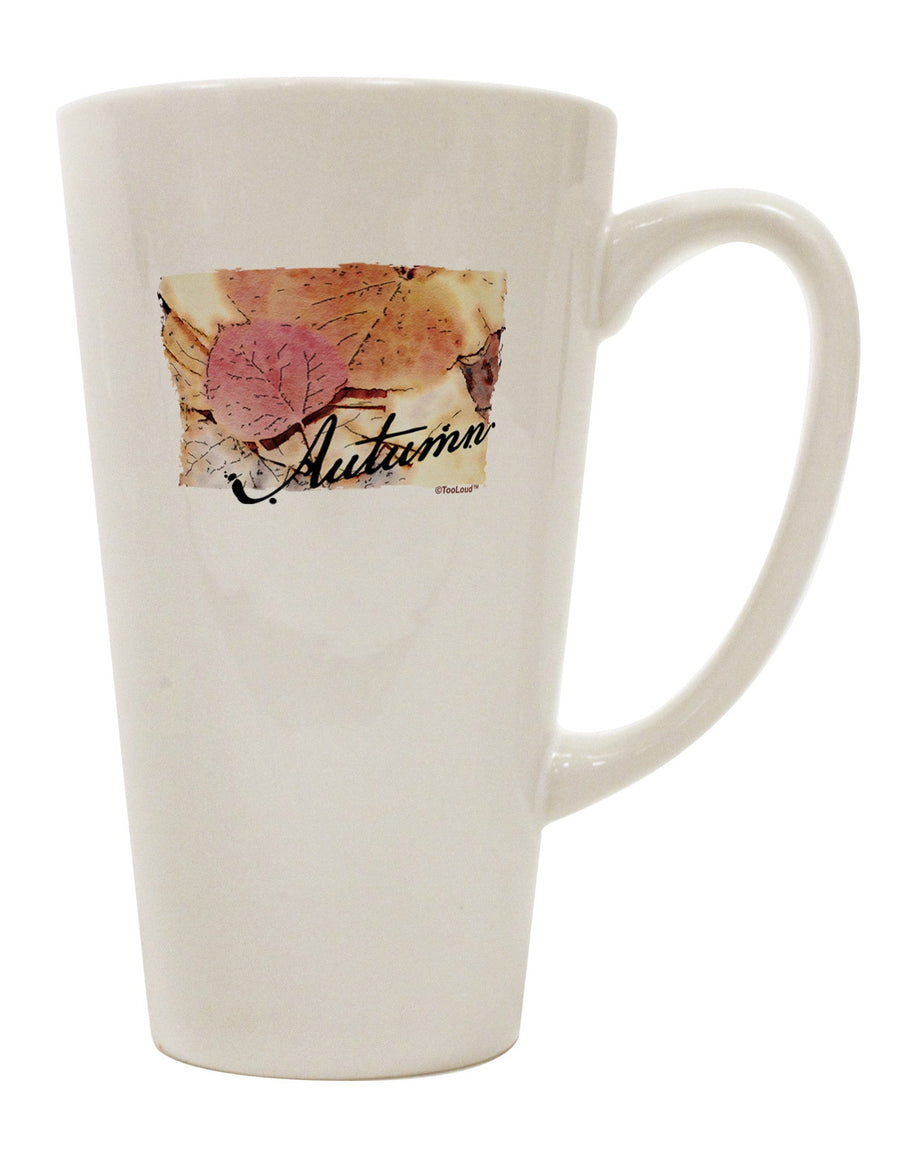 Autumn WaterColor Text 16 Ounce Conical Latte Coffee Mug - Perfect for Colorado Drinkware Enthusiasts-Conical Latte Mug-TooLoud-White-Davson Sales