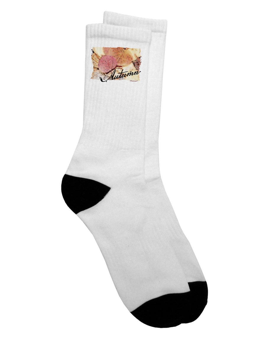 Autumn WaterColor Text Adult Crew Socks - Perfect Addition to Your Colorado Collection - TooLoud-Socks-TooLoud-White-Ladies-4-6-Davson Sales