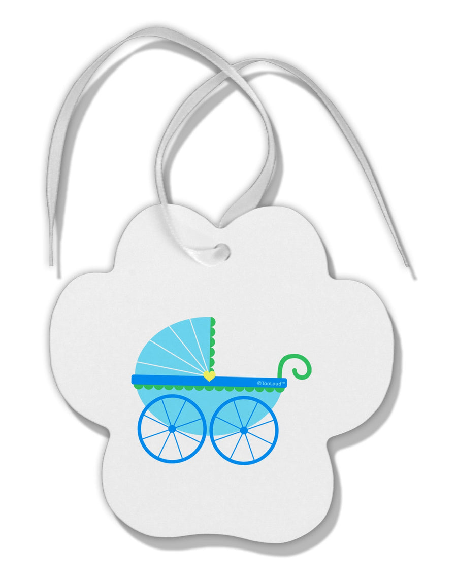 Baby Boy Carriage Paw Print Shaped Ornament-Ornament-TooLoud-White-Davson Sales