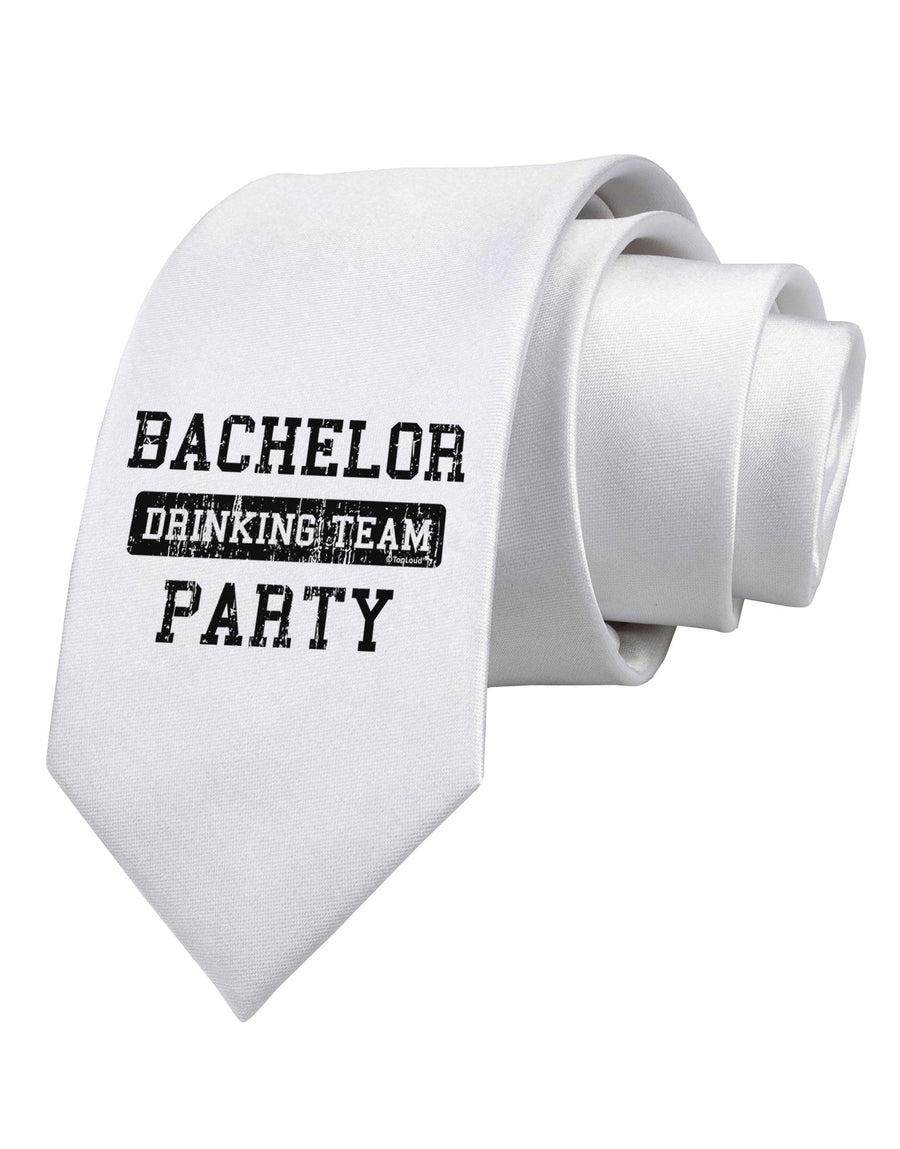 Bachelor Party Drinking Team - Distressed Printed White Necktie