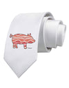 Bacon Pig Silhouette Printed White Necktie by TooLoud