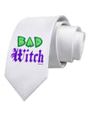 Bad Witch Color Green Printed White Necktie