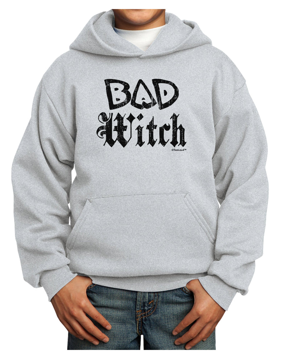 Bad Witch Distressed Youth Hoodie Pullover Sweatshirt-Youth Hoodie-TooLoud-White-XS-Davson Sales