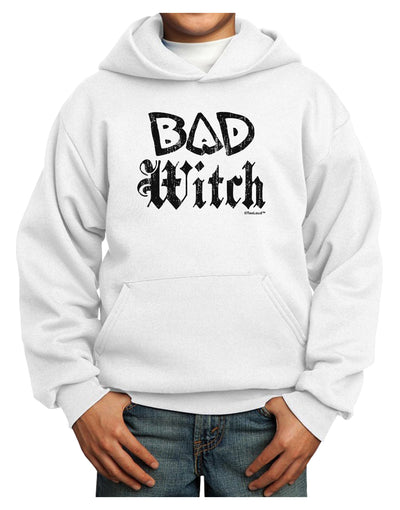 Bad Witch Distressed Youth Hoodie Pullover Sweatshirt-Youth Hoodie-TooLoud-White-XS-Davson Sales