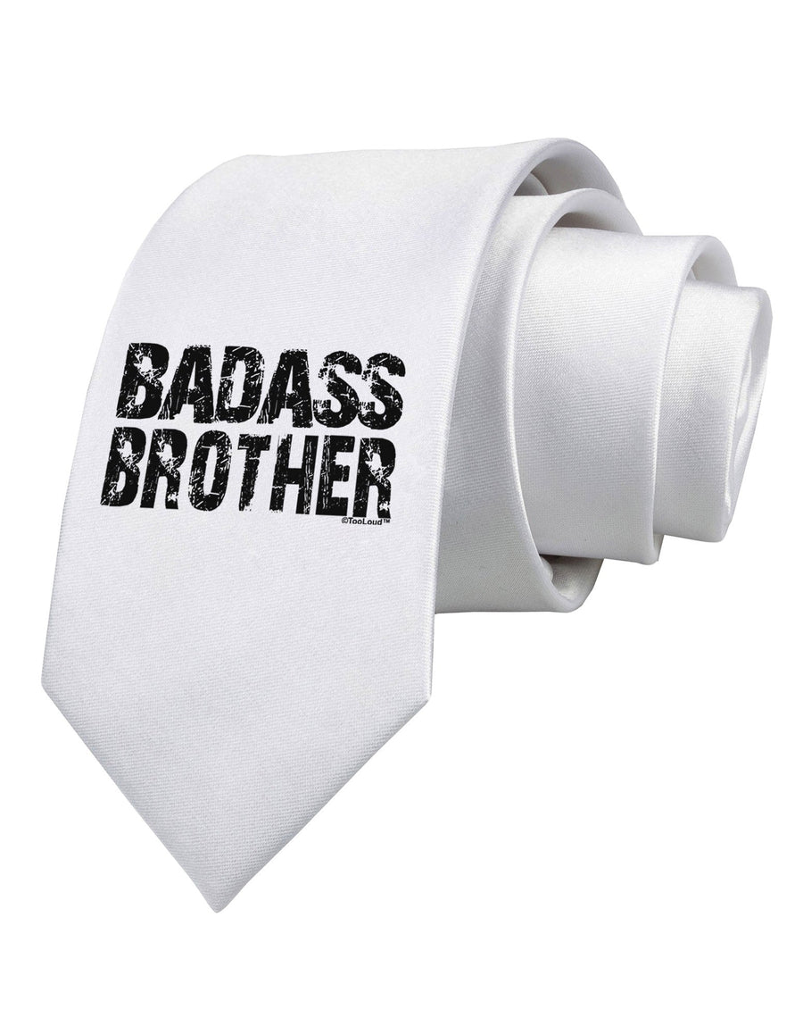 Badass Brother Printed White Necktie