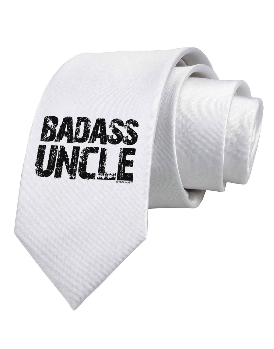 Badass Uncle Printed White Necktie by TooLoud