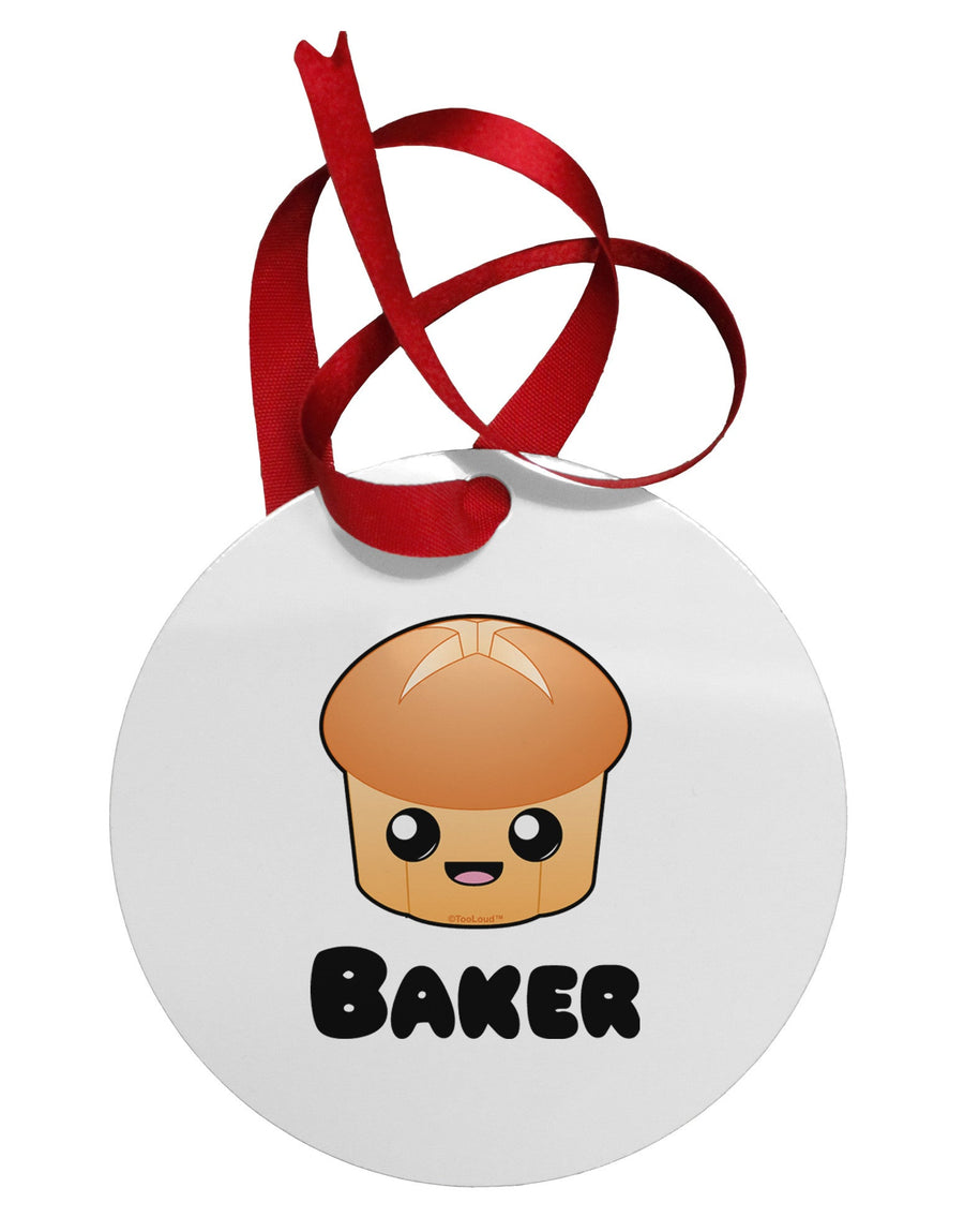 Baker Cute Roll Circular Metal Ornament-Ornament-TooLoud-White-Davson Sales