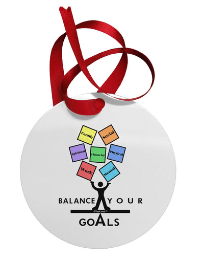 Balance Your Goals Circular Metal Ornament-Ornament-TooLoud-White-Davson Sales