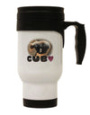 Balancing Bear Cub with Text Stainless Steel 14oz Travel Mug-Travel Mugs-TooLoud-White-Davson Sales