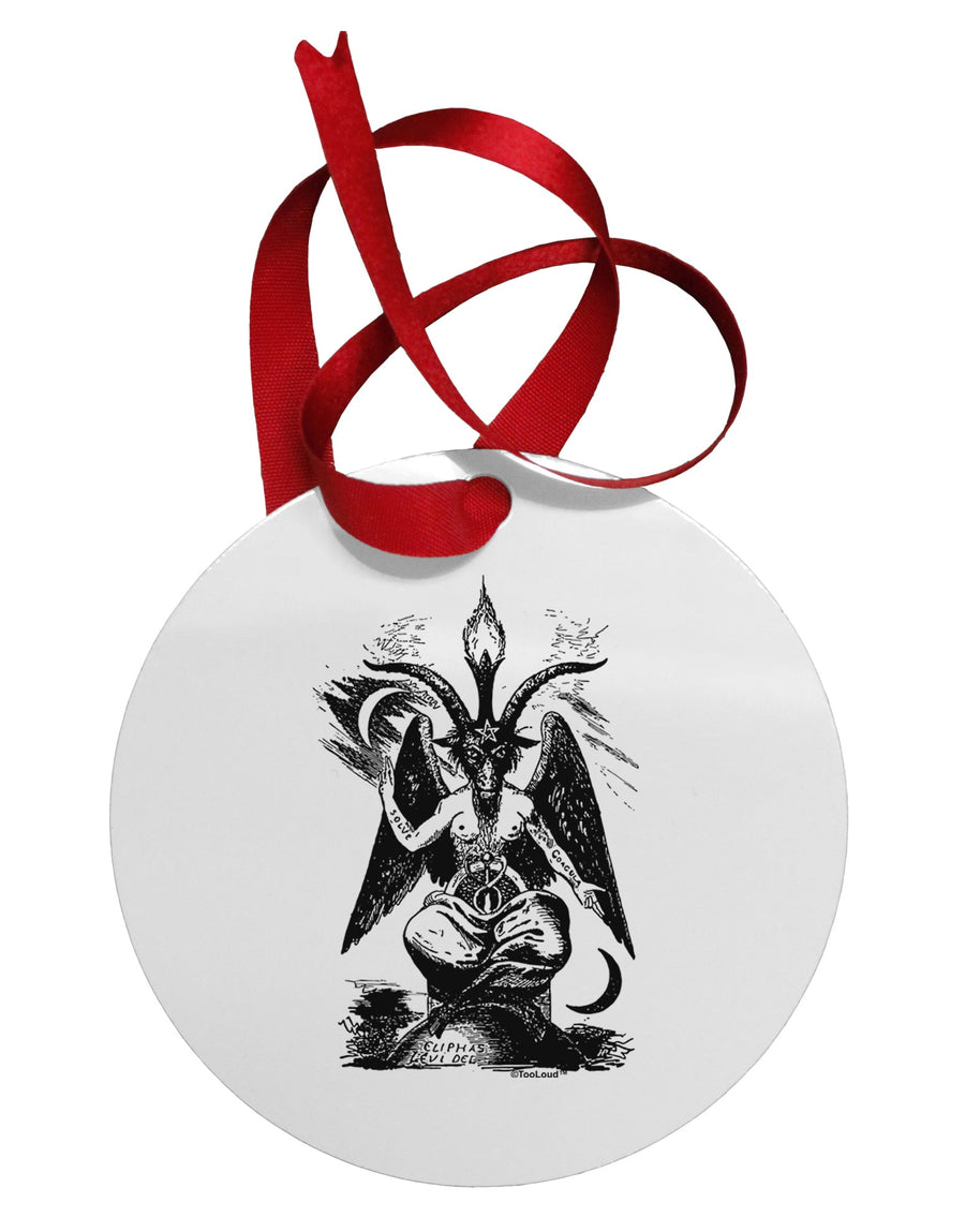 Baphomet Illustration Circular Metal Ornament by TooLoud-Ornament-TooLoud-White-Davson Sales