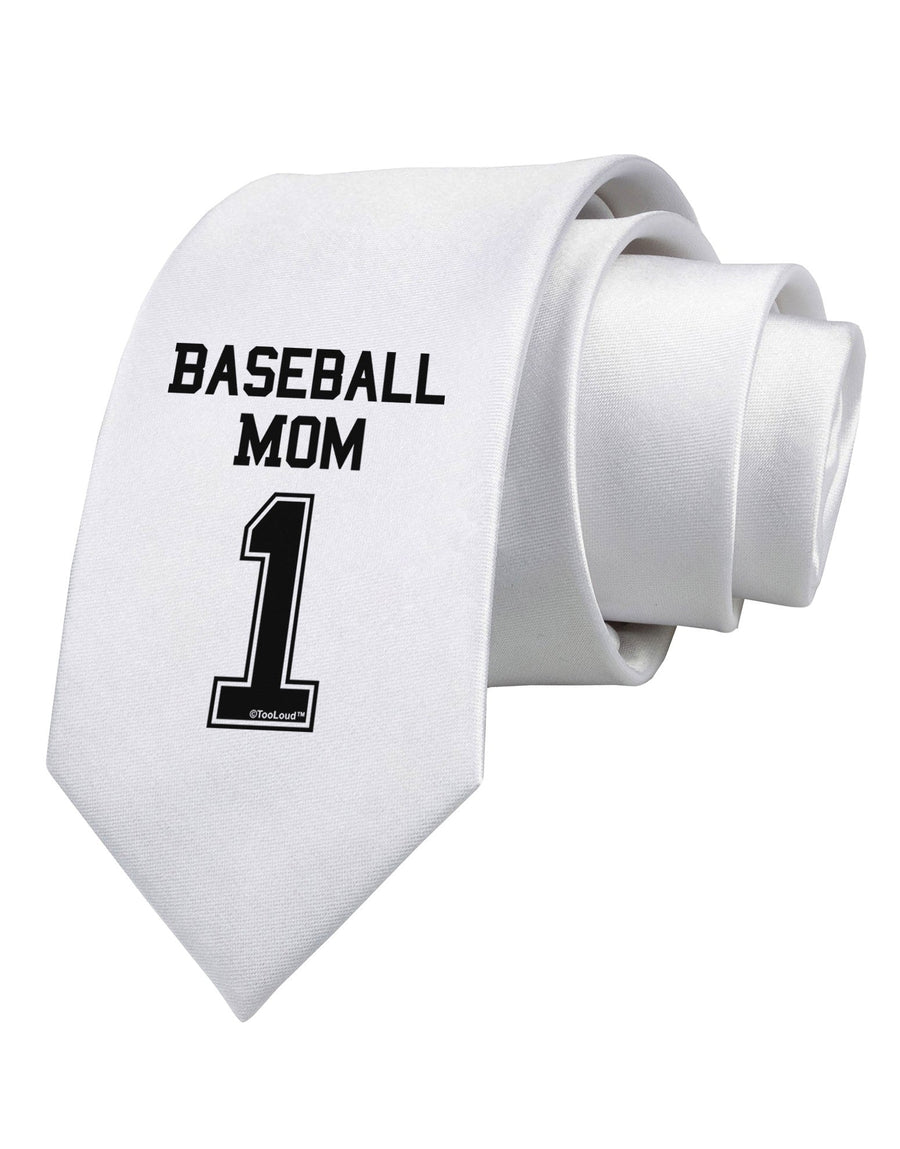 Baseball Mom Jersey Printed White Necktie