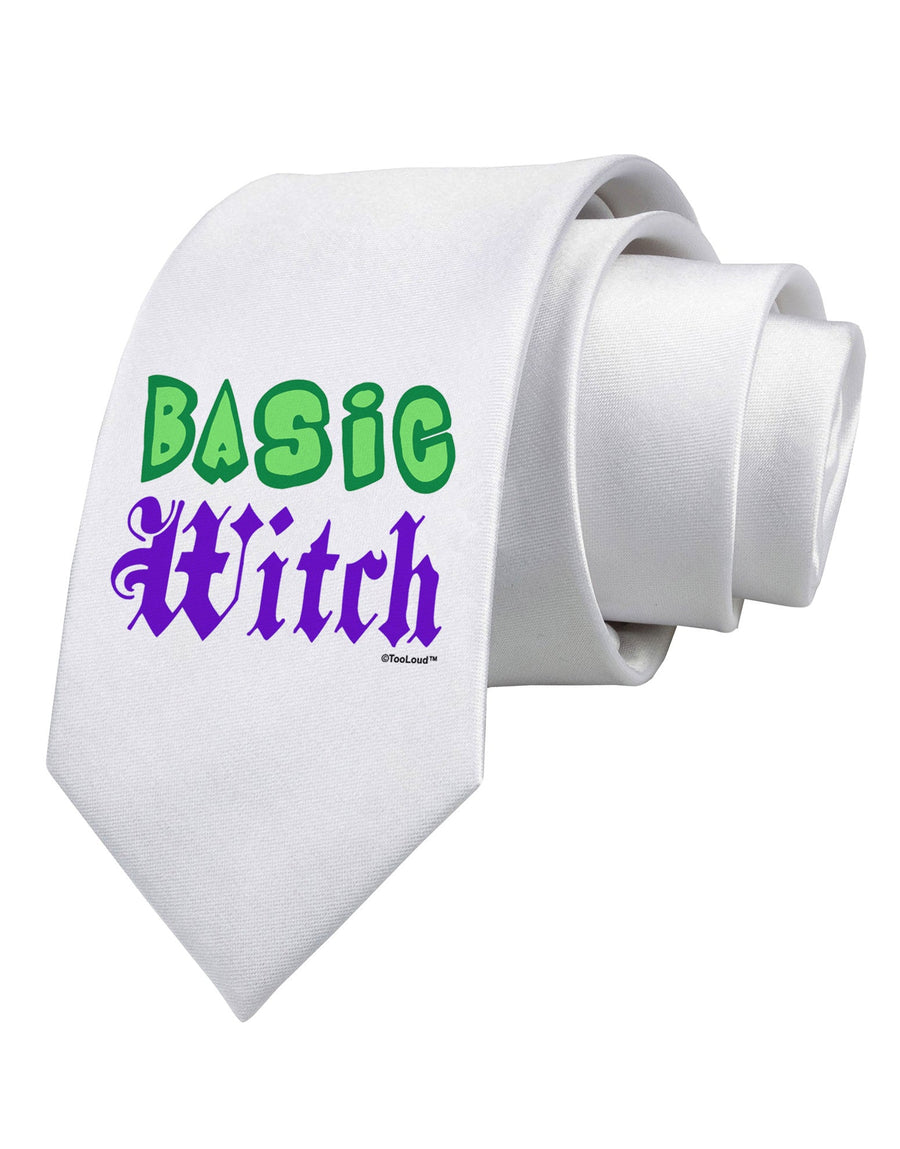 Basic Witch Color Green Printed White Necktie