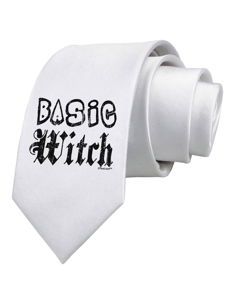 Basic Witch Distressed Printed White Necktie