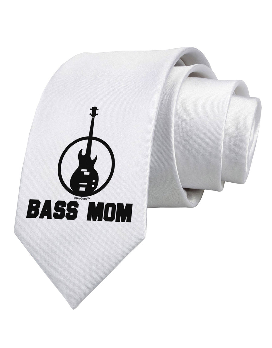 Bass Mom - Mother's Day Design Printed White Necktie