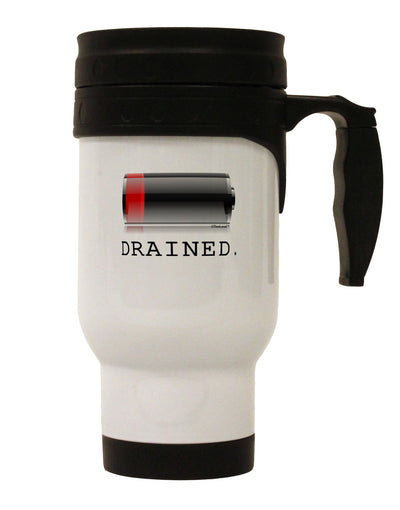 Battery Drained Stainless Steel 14oz Travel Mug-Travel Mugs-TooLoud-White-Davson Sales