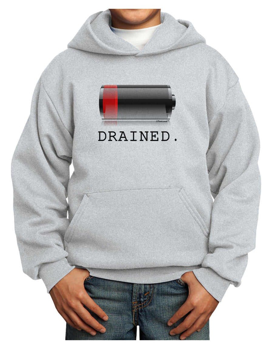 Battery Drained Youth Hoodie Pullover Sweatshirt-Youth Hoodie-TooLoud-White-XS-Davson Sales