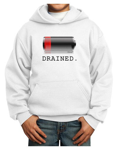 Battery Drained Youth Hoodie Pullover Sweatshirt-Youth Hoodie-TooLoud-White-XS-Davson Sales