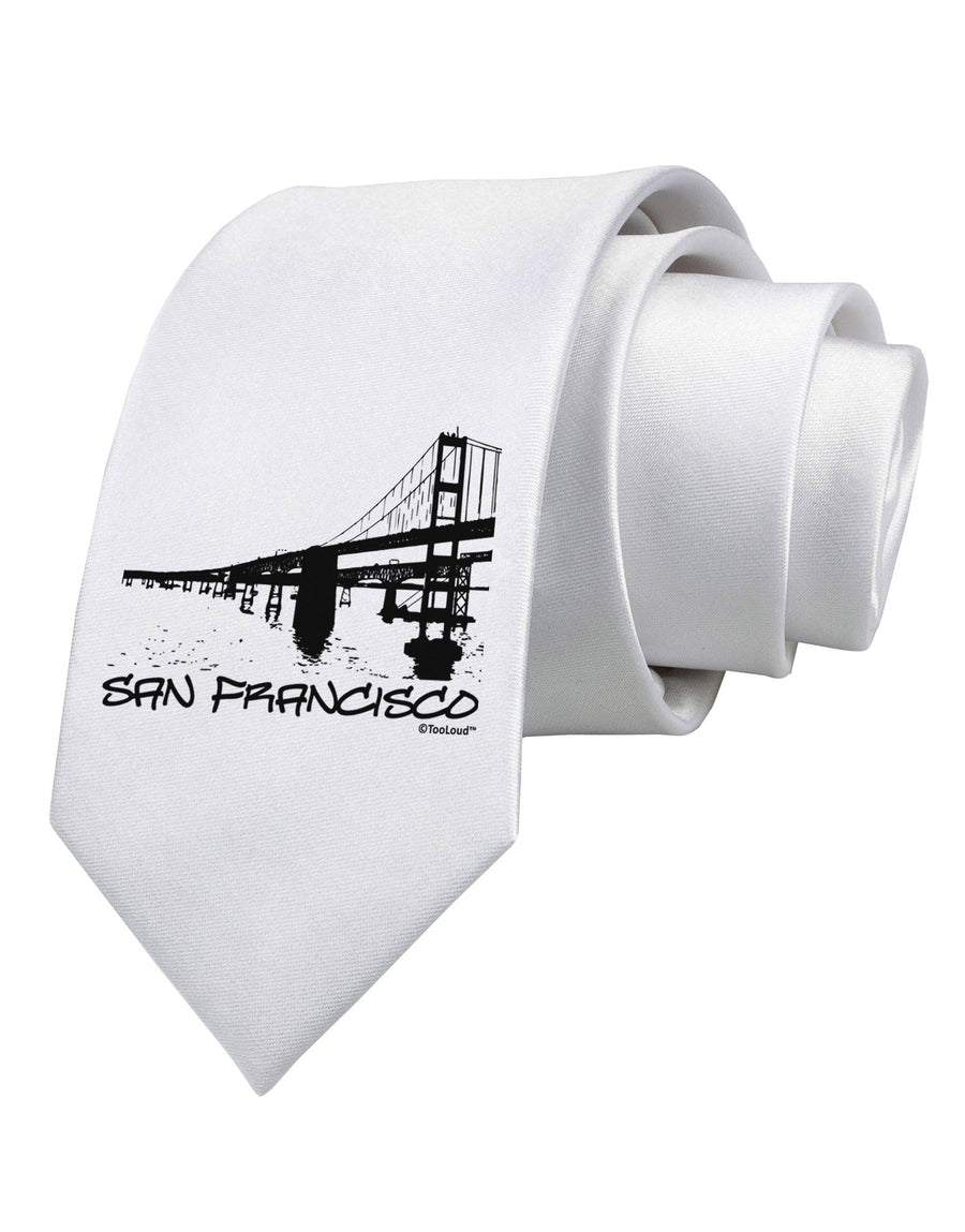 Bay Bridge Cutout Design - San Francisco Printed White Necktie by TooLoud