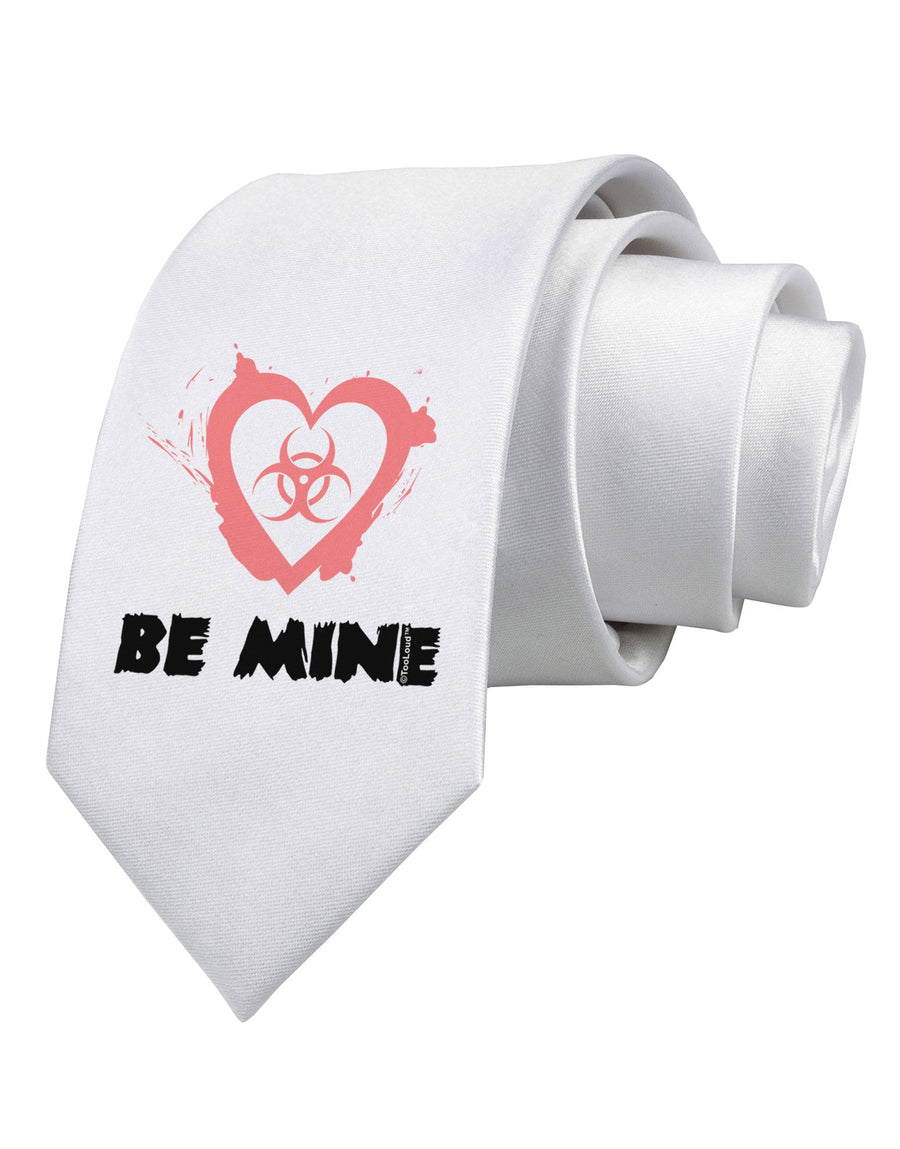 Be Mine - Bio Hazard Heart Printed White Necktie by TooLoud