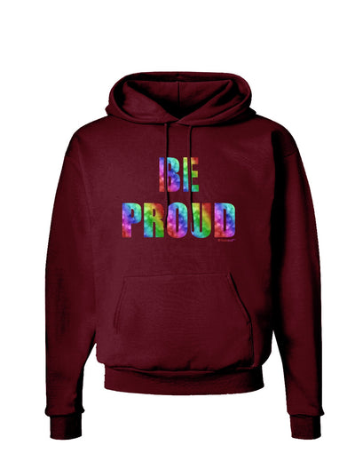 Be Proud Gay Pride - Rainbow Hearts Dark Hoodie Sweatshirt by TooLoud-Hoodie-TooLoud-Maroon-Small-Davson Sales