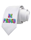 Be Proud Gay Pride - Rainbow Hearts Printed White Necktie by TooLoud