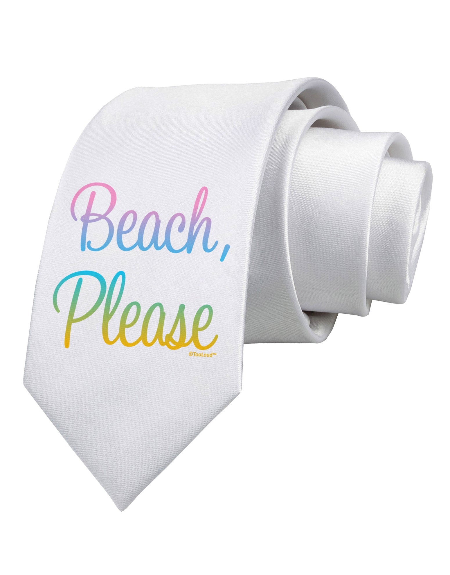Beach Please - Summer Colors Printed White Necktie