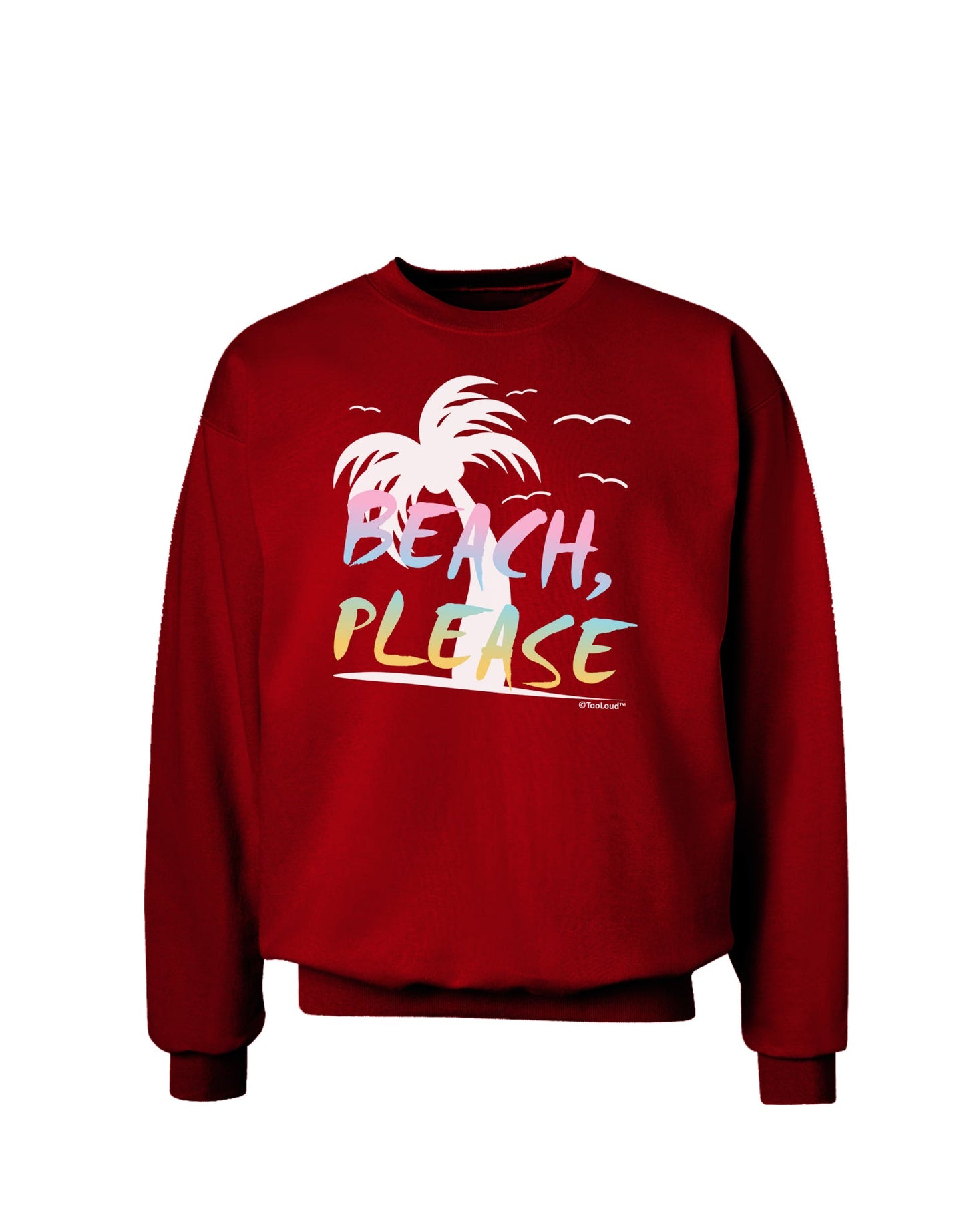 Beach Please - Summer Colors with Palm Trees Adult Dark Sweatshirt-Sweatshirts-TooLoud-Deep-Red-Small-Davson Sales