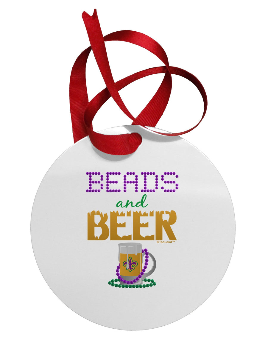 Beads And Beer Circular Metal Ornament-Ornament-TooLoud-White-Davson Sales